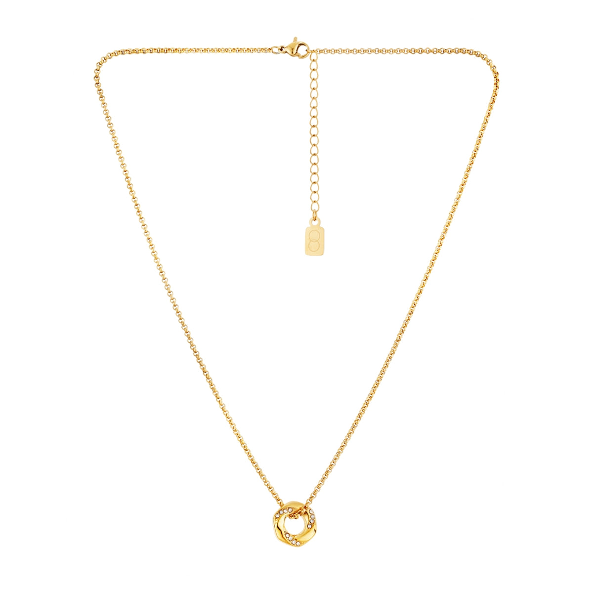 Over & Over 14k Gold Plated CZ Circle Necklace
