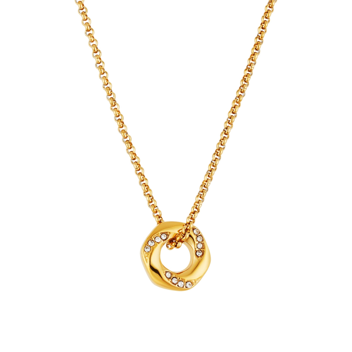 Over & Over 14k Gold Plated CZ Circle Necklace