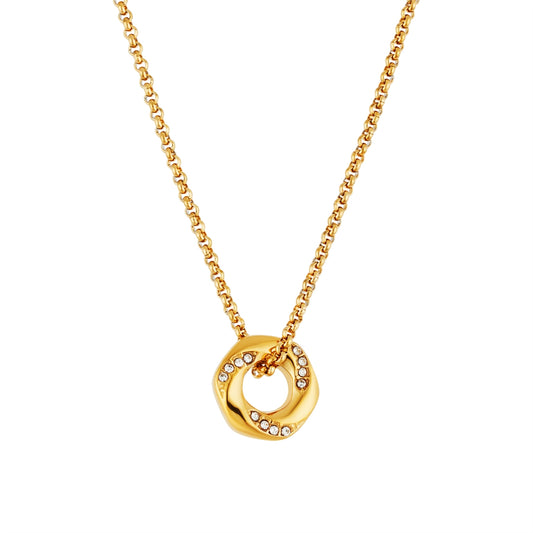 Over & Over 14k Gold Plated CZ Circle Necklace