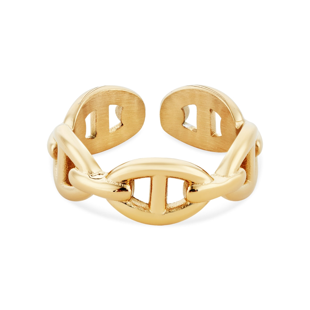 Over & Over 14k Gold Plated Mariner Link Adjustable Ring