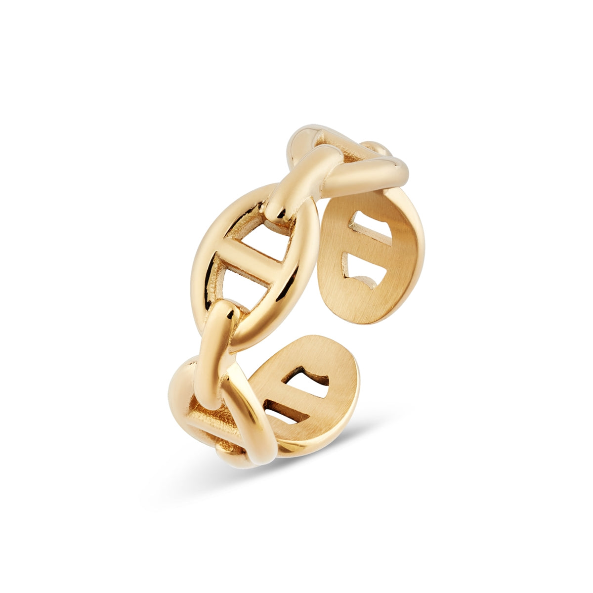 Over & Over 14k Gold Plated Mariner Link Adjustable Ring