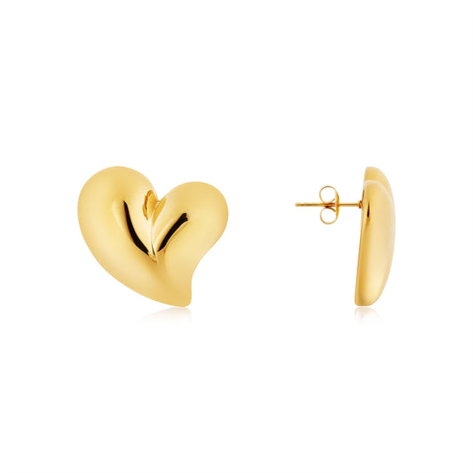 Over & Over Gold Curve Heart Stud Earrings