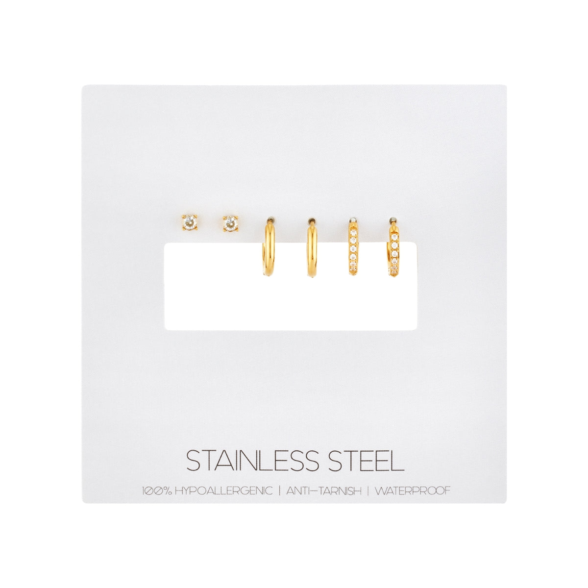 Over & Over Gold CZ Stud and Hoop Earring Set