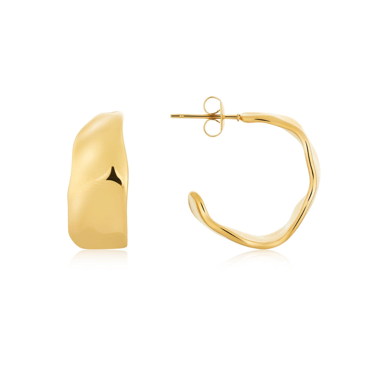 Over & Over Gold Hammered Hoop Earrings