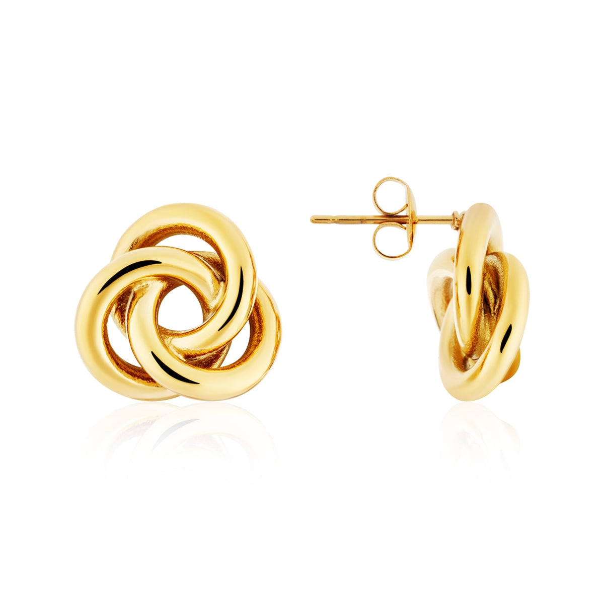 Over & Over Gold Triple Knot Stud Earrings
