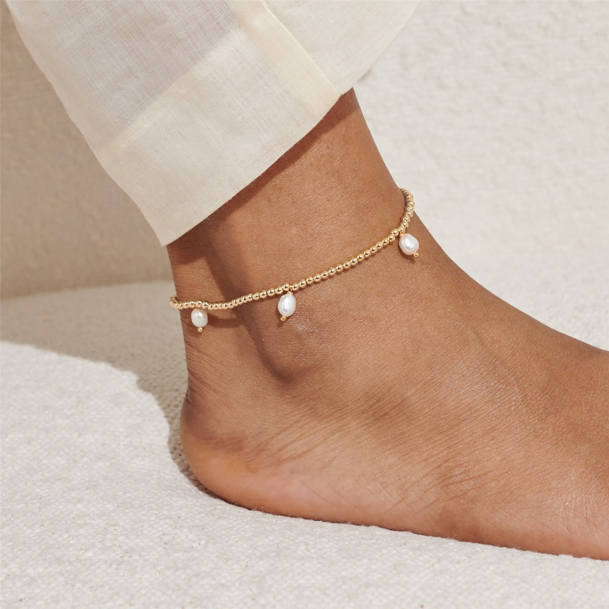 Joma Gold Style 3 Pearl Stretch Anklet