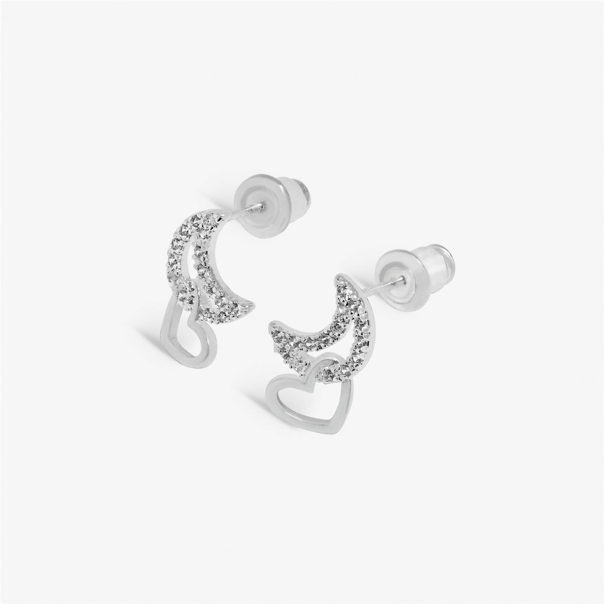 Joma Silver Interlocked Love You To the Moon Earrings