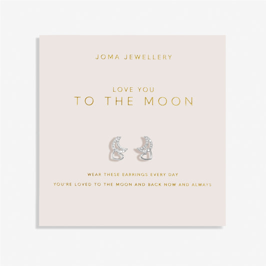 Joma Silver Interlocked Love You To the Moon Earrings