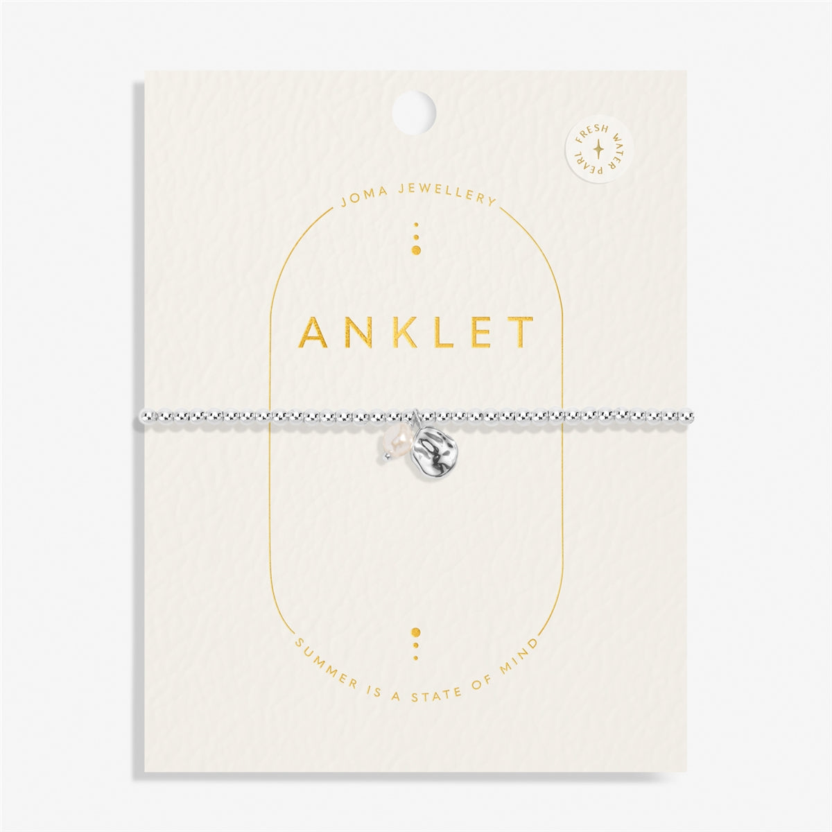 Joma Silver Style Pearl Stretch Anklet