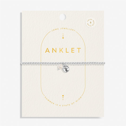 Joma Silver Style Pearl Stretch Anklet