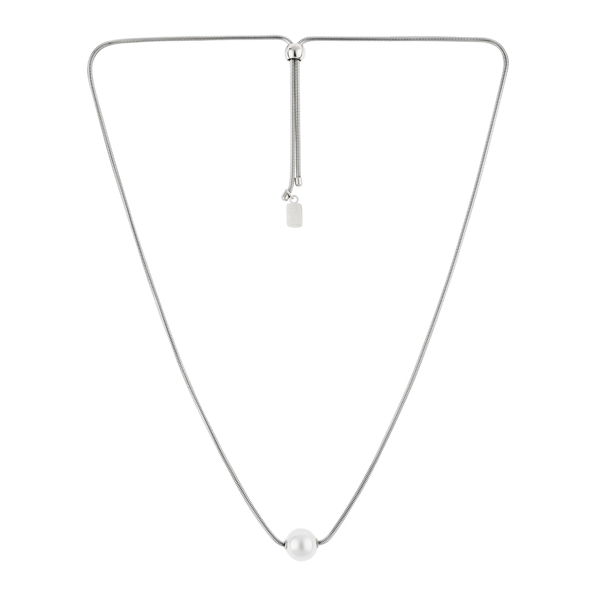 Over & Over Silver 12mm Pearl Snake Chain Necklace