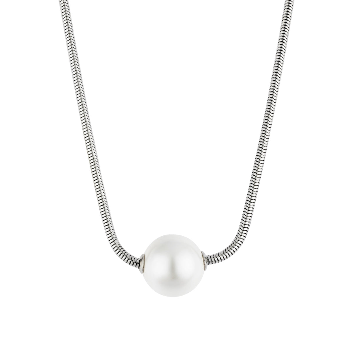 Over & Over Silver 12mm Pearl Snake Chain Necklace
