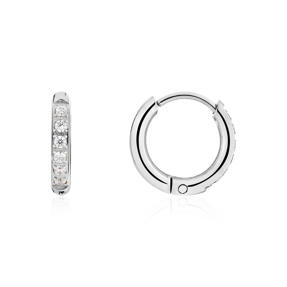 Over & Over Silver CZ Stud Hoop Earring Set