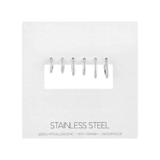 Over & Over Silver Plain 3 Hoop Earring Set
