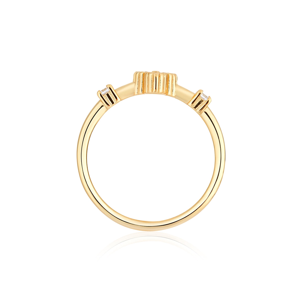 Argento 14k Gold Plated CZ Clover Ring