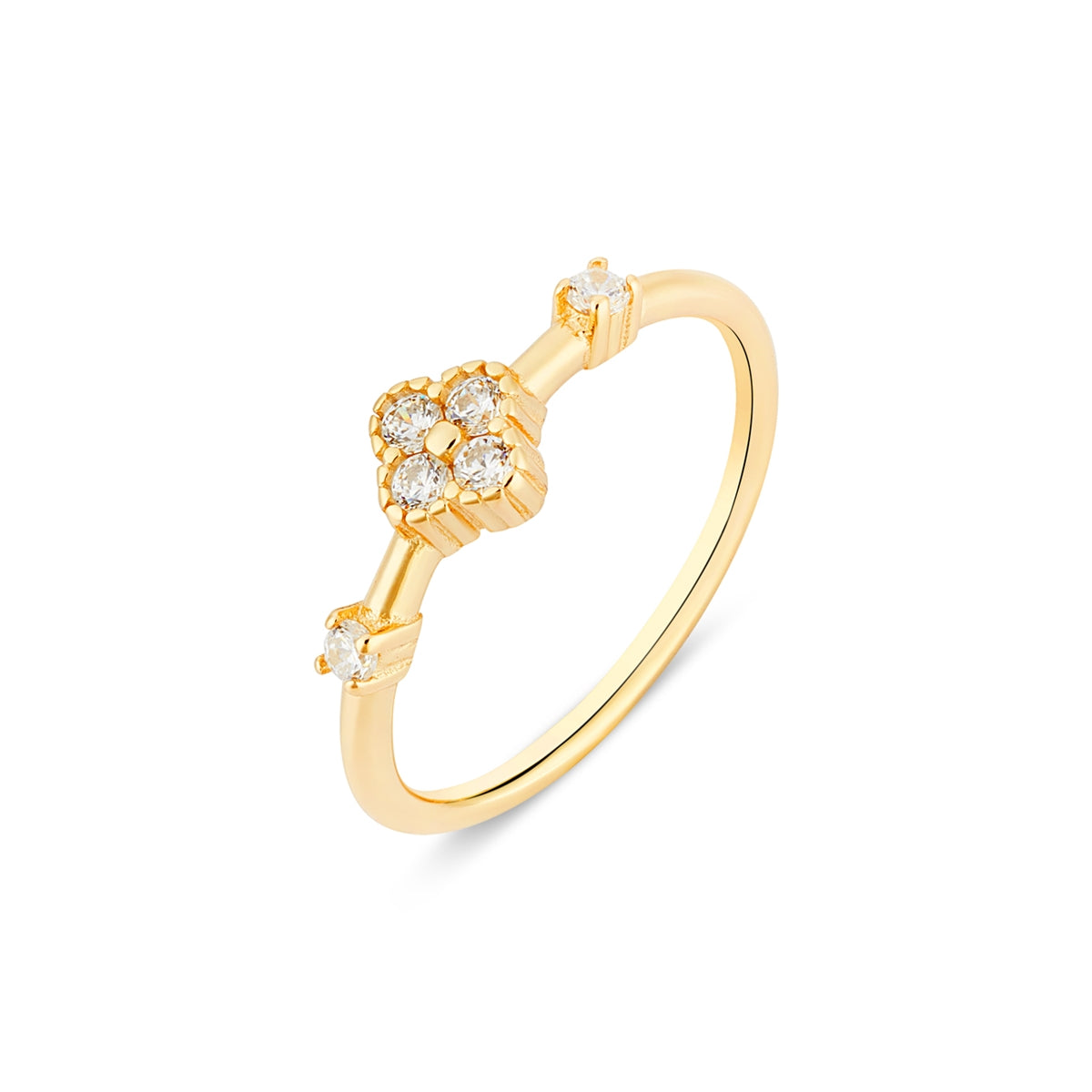 14k Plated CZ Clover Ring