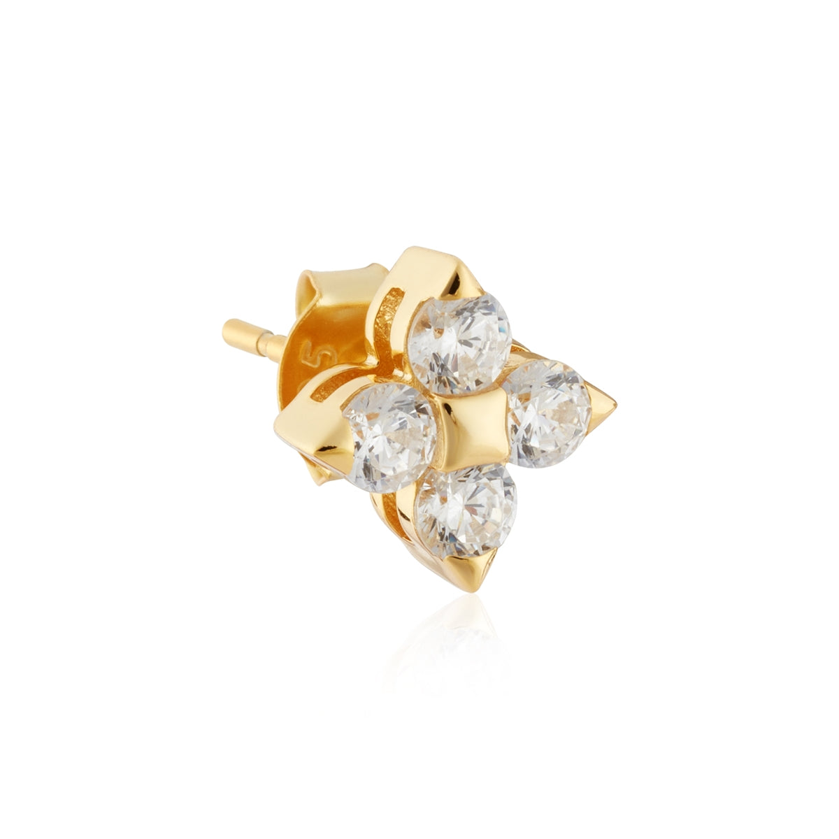 Argento Gold Floral Clover Stud Earrings