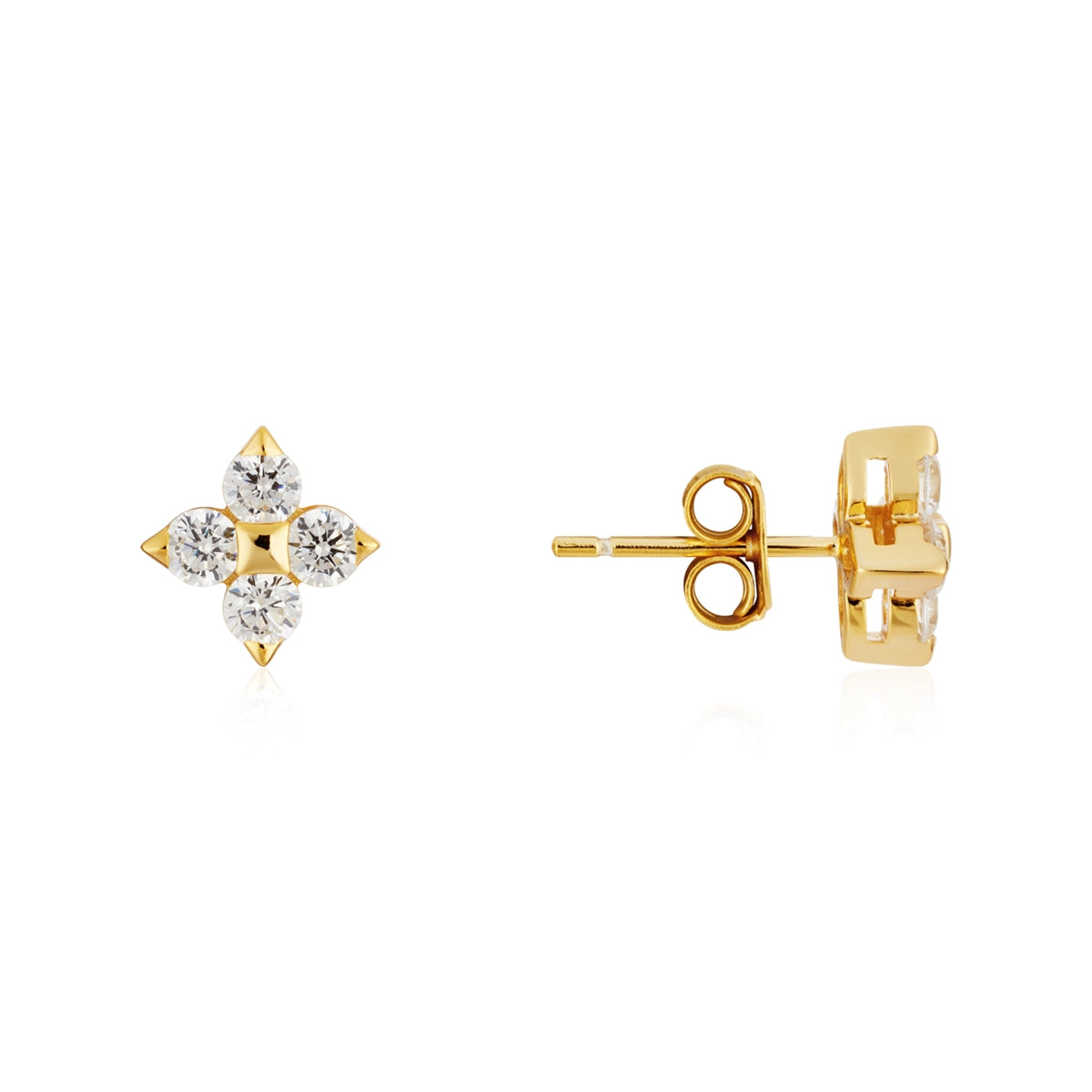 Argento Gold Floral Clover Stud Earrings