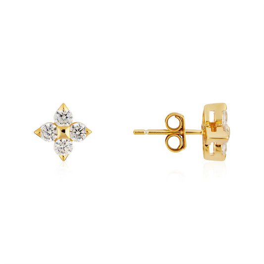 Argento Gold Floral Clover Stud Earrings