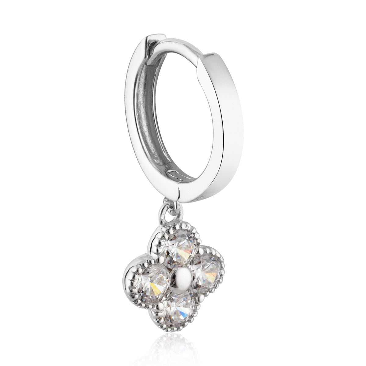Argento Silver Clover CZ Huggie Earrings