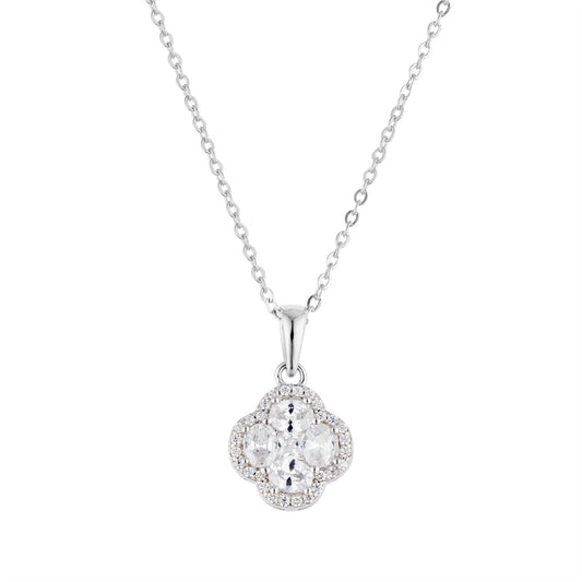 Argento Silver Halo Clover Necklace