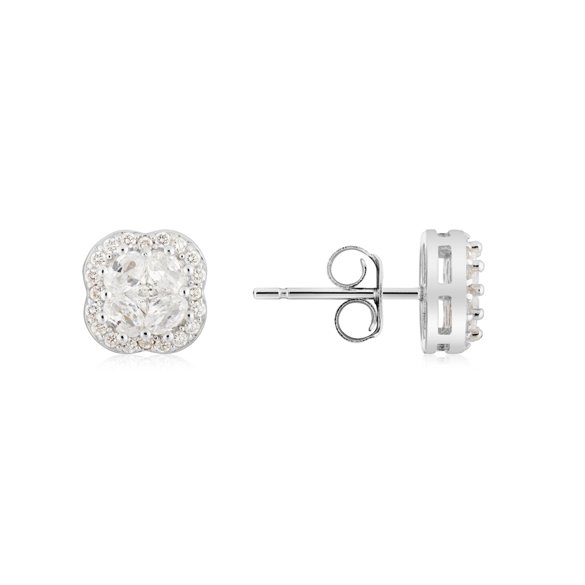 Argento Silver Halo Clover Stud Earrings