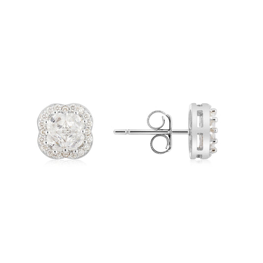 Argento Silver Halo Clover Stud Earrings