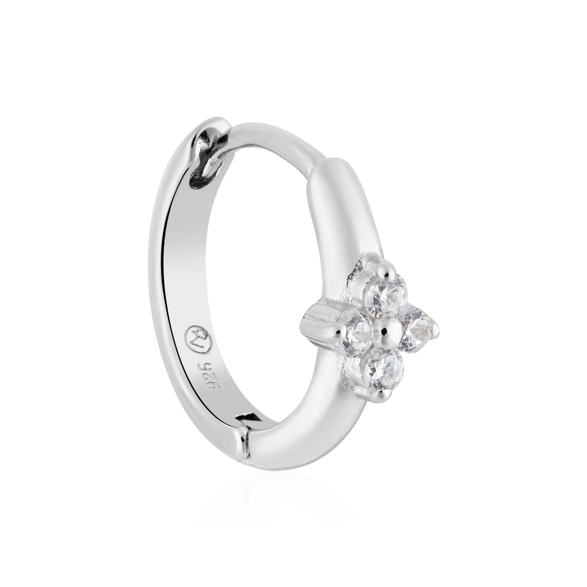 Argento Silver Mini Clover Hoops Earrings
