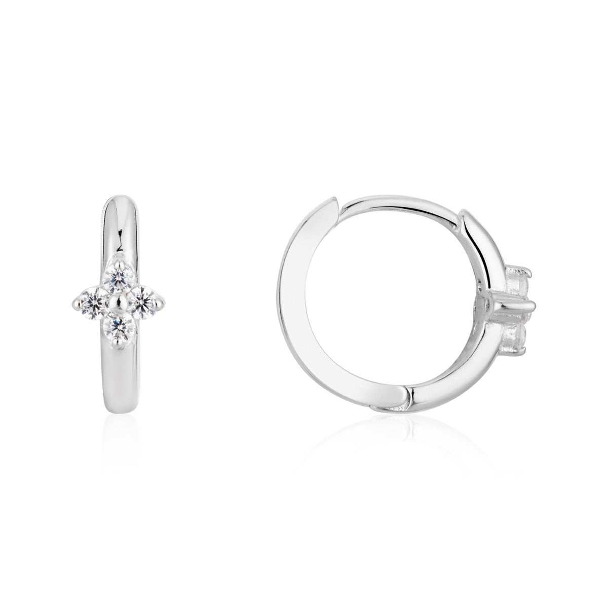 Argento Silver Mini Clover Hoops Earrings