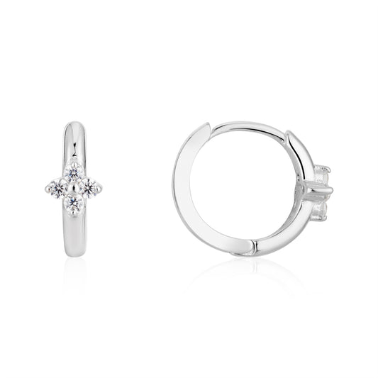 Argento Silver Mini Clover Hoops Earrings