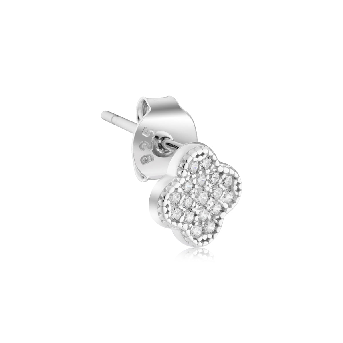 Argento Silver Pave Clover Stud Earrings