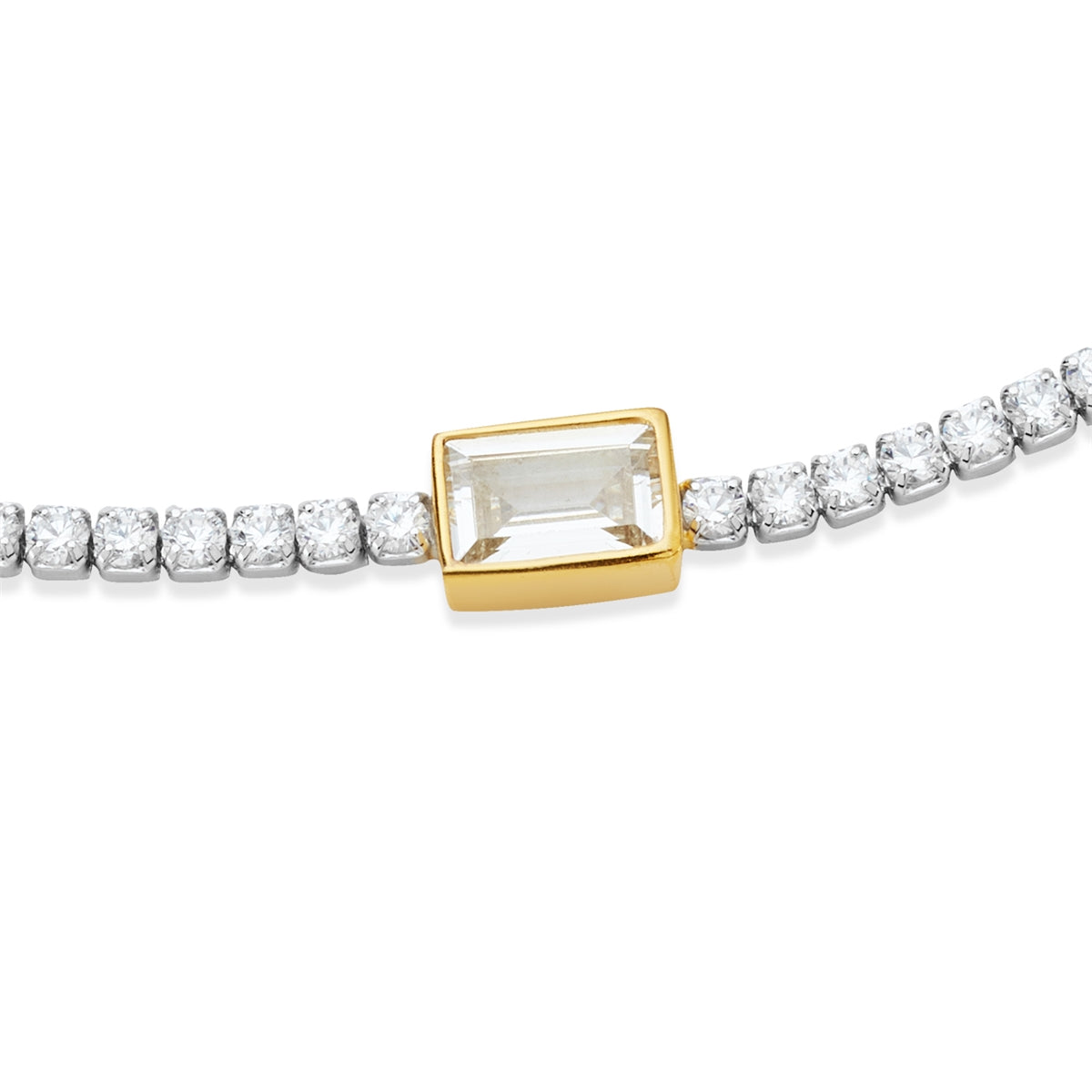 Argento Silver Two Tone Rectangular CZ Tennis Bracelet