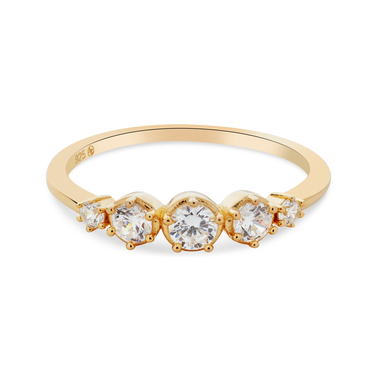 Argento Gold Round CZ Row Bezel Ring