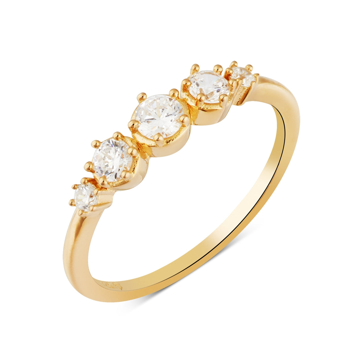 Argento Gold Round CZ Row Bezel Ring