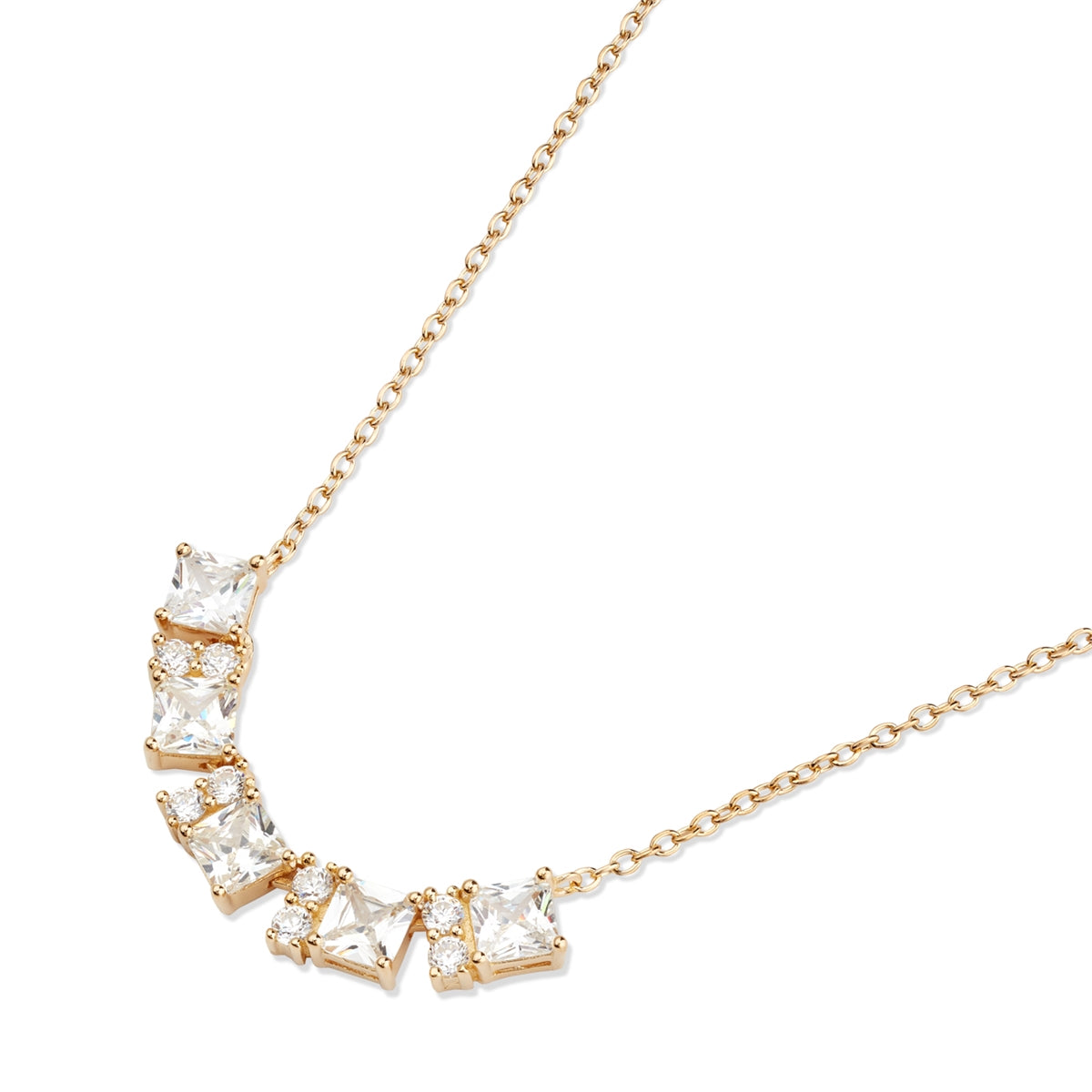 Argento Gold Square Baguette CZ Row Necklace