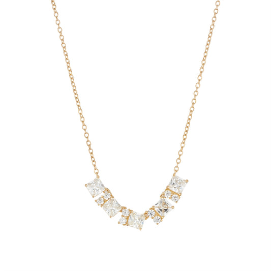 Argento Gold Square Baguette CZ Row Necklace