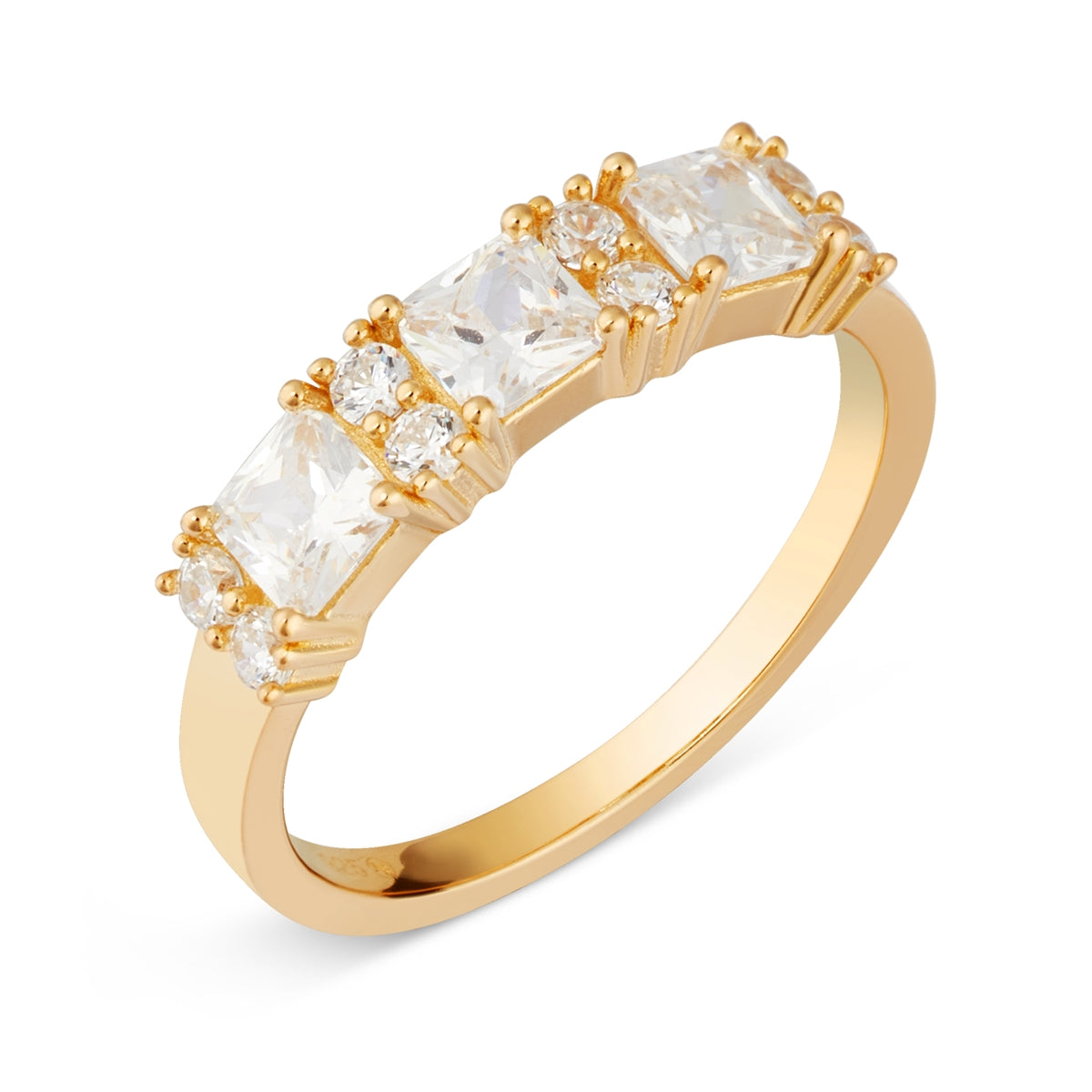Argento Gold Square Baguette CZ Row Ring