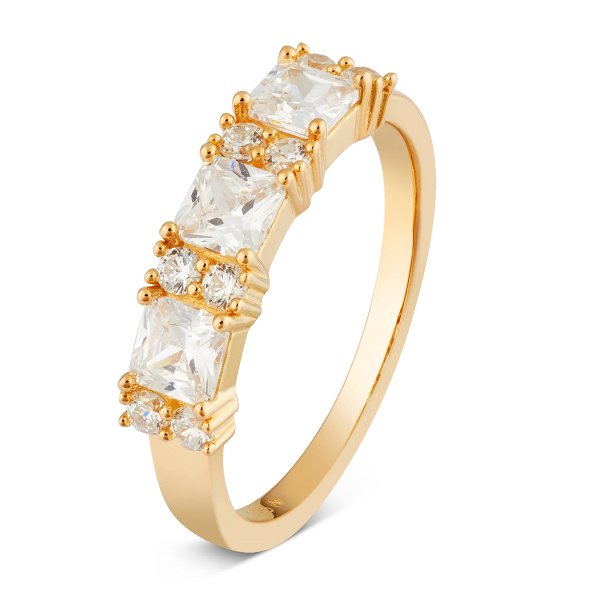 Argento Gold Square Baguette CZ Row Ring