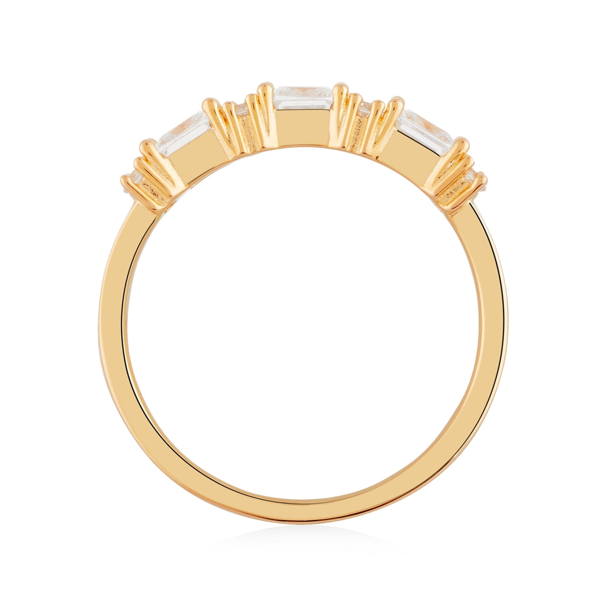 Argento Gold Square Baguette CZ Row Ring