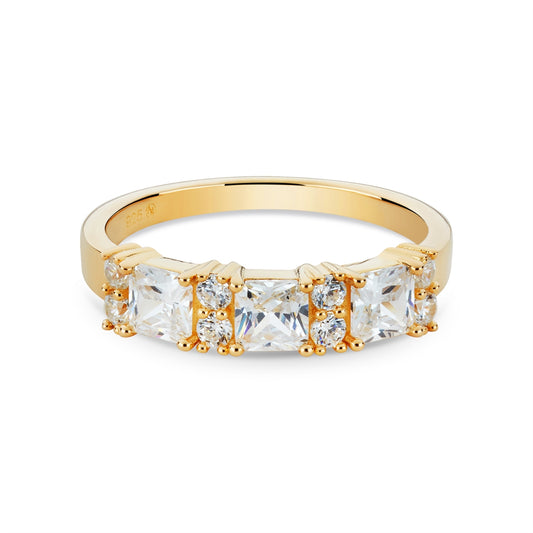 Argento Gold Square Baguette CZ Row Ring