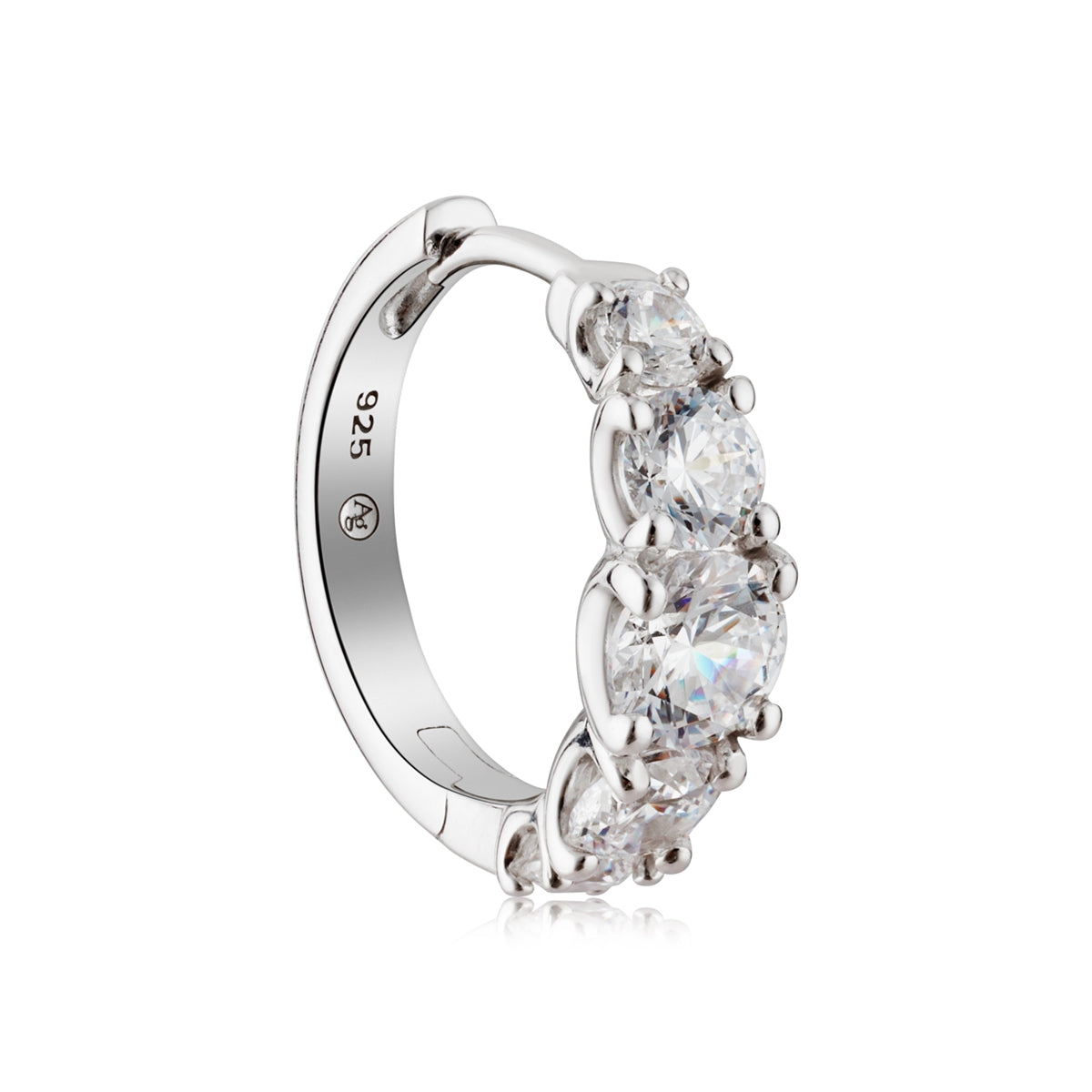 Argento Silver White Cluster CZ Huggie Earrings
