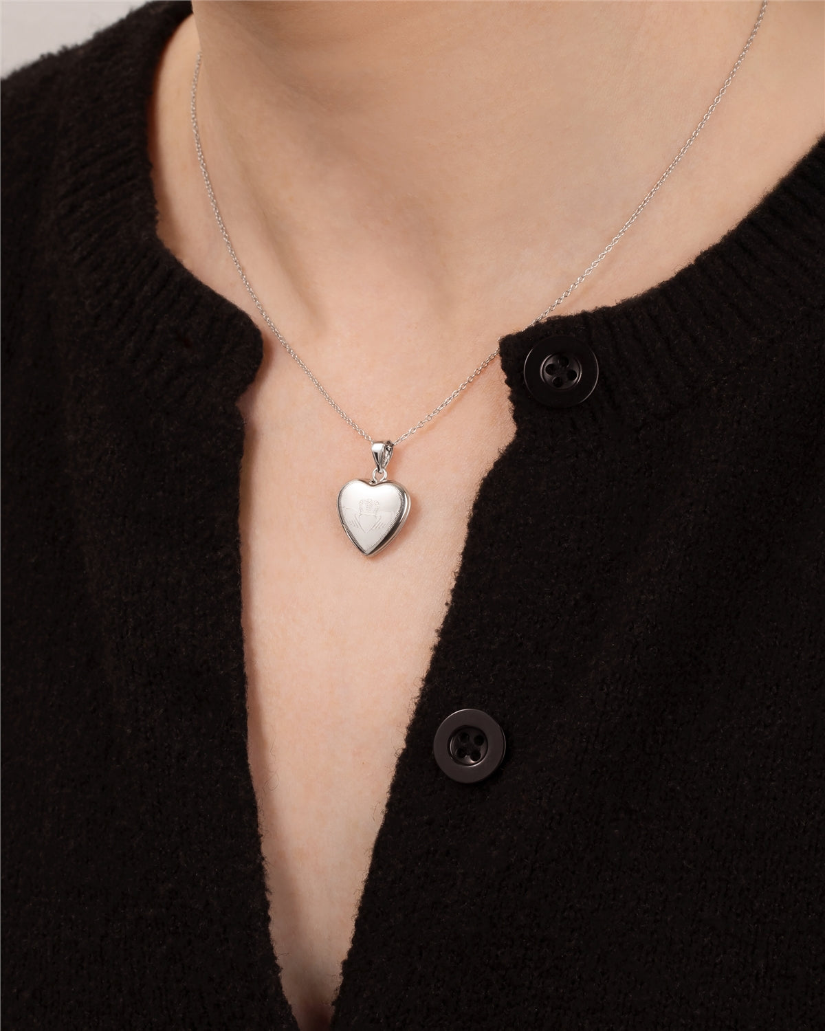 Argento Silver Claddagh Locket Necklace