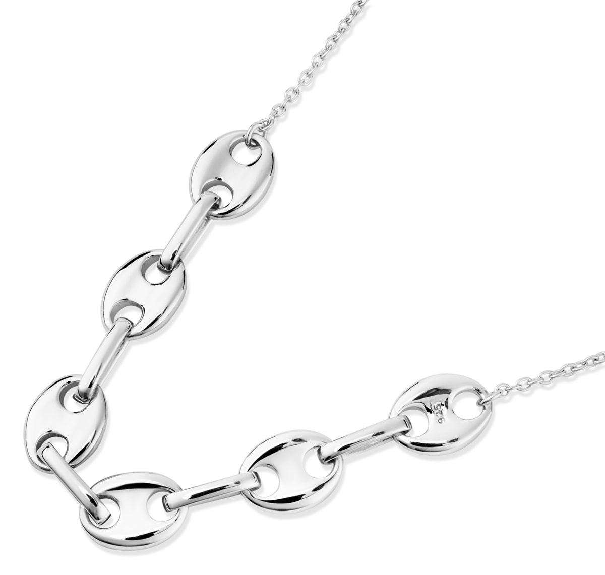 Argento Silver Coffee Bean Anchor Link Necklace