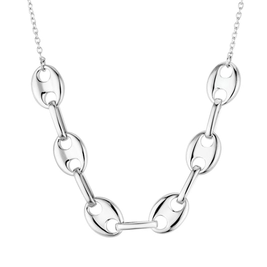 Argento Silver Coffee Bean Anchor Link Necklace