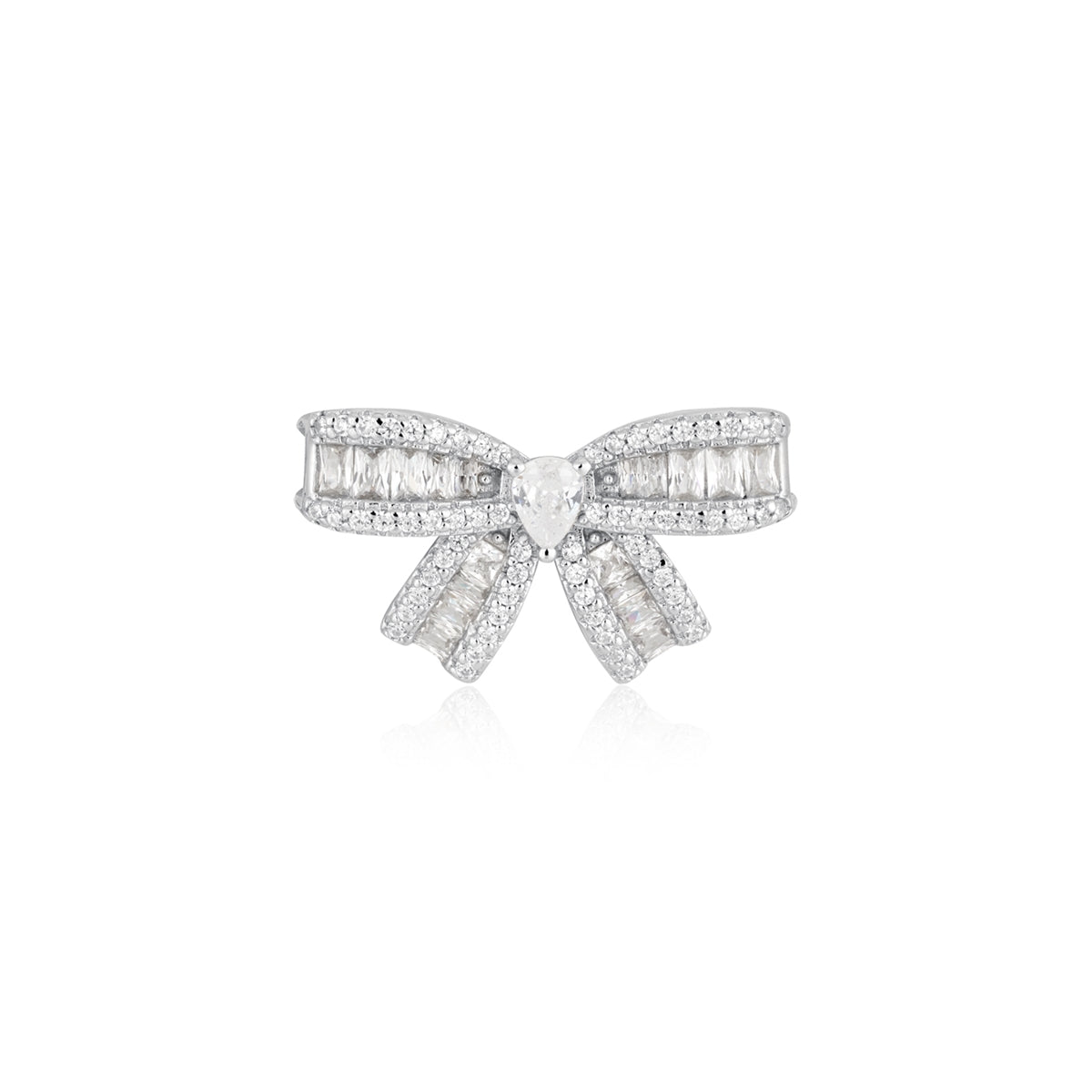Argento Silver CZ Bow Brooch
