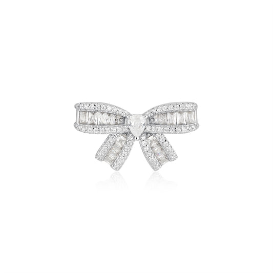 Argento Silver CZ Bow Brooch