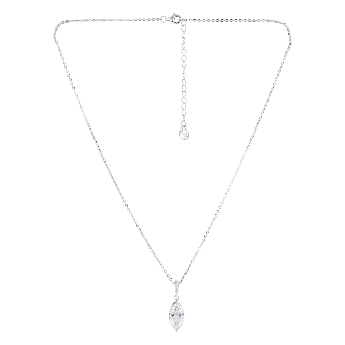 Argento Silver CZ Marquise Pendant Necklace