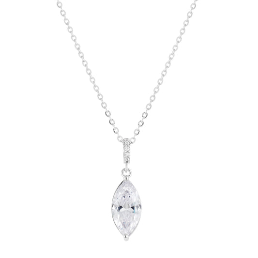 Argento Silver CZ Marquise Pendant Necklace