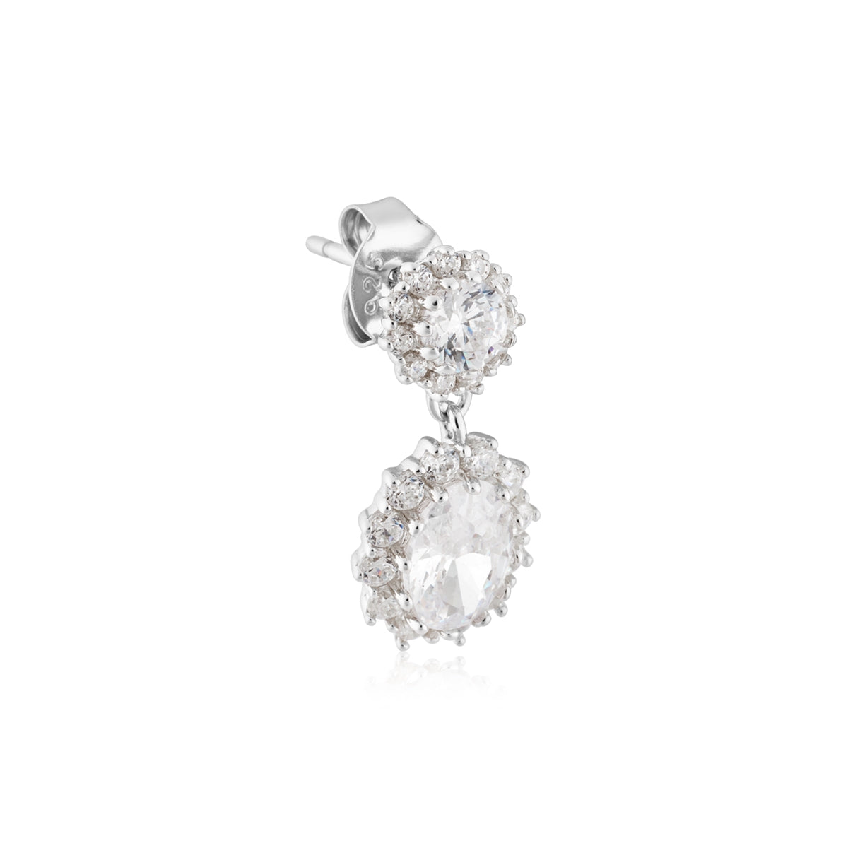 Argento Silver Double Halo Cluster Drop Earrings