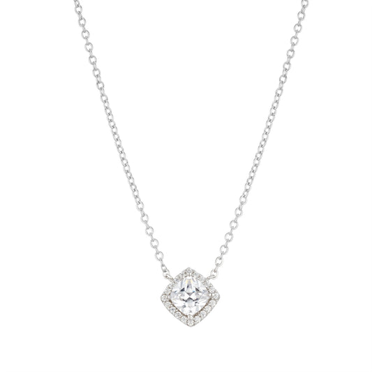 Argento Silver Diamond Halo Necklace